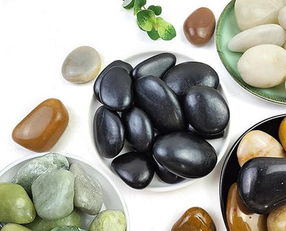 Polished Black River Rocks - 2-3 inch 20LB High Polished Decorative Pebbles, Stones for Landscaping, Natural River Rocks for Outdoor Décor, Plants,Vase Filler,Fish Tank
