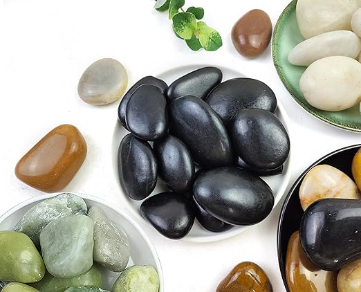 Polished Black River Rocks - 2-3 inch 40LB High Polished Decorative Pebbles, Stones for Landscaping, Natural River Rocks for Outdoor Décor, Plants,Vase Filler,Fish Tank