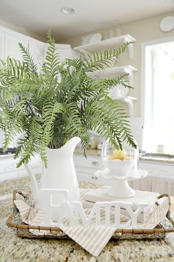 Briful 30" Artificial Boston Fern Plants Bushes Fake Shrubs Bush Greenery Plants Faux Fern Plant Large for Outdoors UV Resistant Garden Plants or Home Office Desk Indoor Decor 6pcs