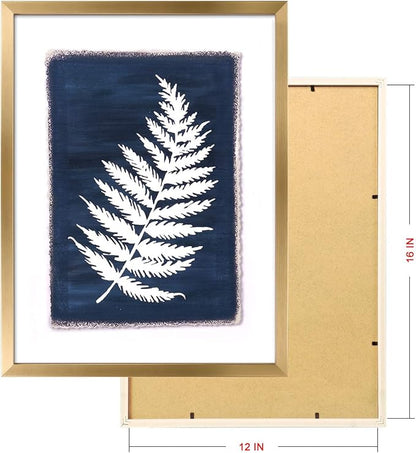 ArtbyHannah 2 Pack 12x16 Framed Botanical Wall Art Decor with Gold Frame and Decorative Tropical Plant Pictures Print For Home Decoration