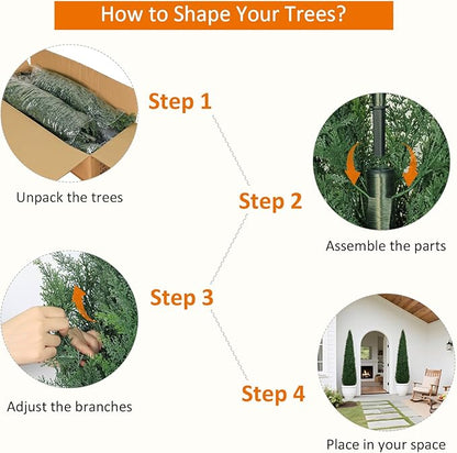 Artificial Cedar Topiary Trees, 6FT Topiary Trees Artificial Outdoor UV Resistant, Realistic Potted Fake Pine Plants Shrubs for Front Porch Home Garden Decor, Set of 2
