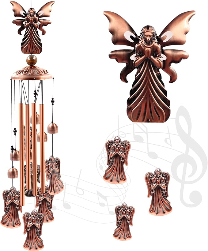 Wind Chimes Outdoor Clearance, Ukulork Angel Aluminum Tube Windchime with S Hook,Patio Garden Decor, Housewarming Gift.