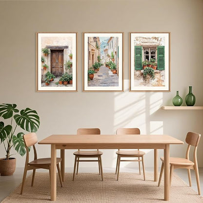 BICERE Large Vintage Italy City Framed Canvas Wall Art,Nature Italian Landscape Wall Decor,Modern Europe Street Art Prints,Minimalist Countryside Artwork for Living Room,Dining Room,Farmhouse -16"x24"x3