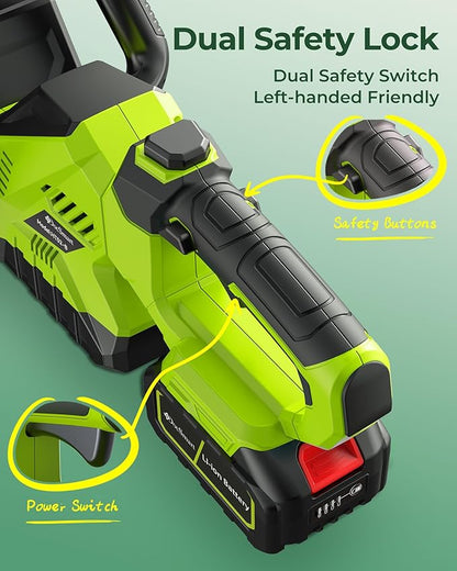 20'' Hedge Trimmer Cordless with 2pcs 4000mAh Battery, Electric Handheld Bush Clipper with Rechargeable Batteries, 3000RPM 180° Rotatable Head, 2/3'' Blade Gap Green