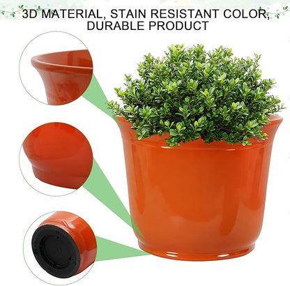 Large Plastic Pots for Plants, 2 Pack 18 Inch Planters for Outdoor Plants, Durable and Lightweight Flower Pots, Big Outdoor Planters Weather Resistant & UV Resistant, Orange
