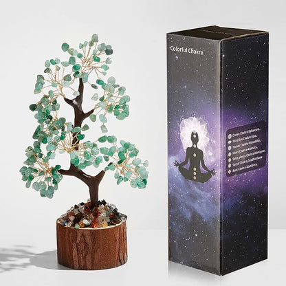 DUQGUHO Green Aventurine Crystal Tree of Life for Positive Energy Healing - Office Decor, Meditation, Good Luck Gifts for Women & Mom