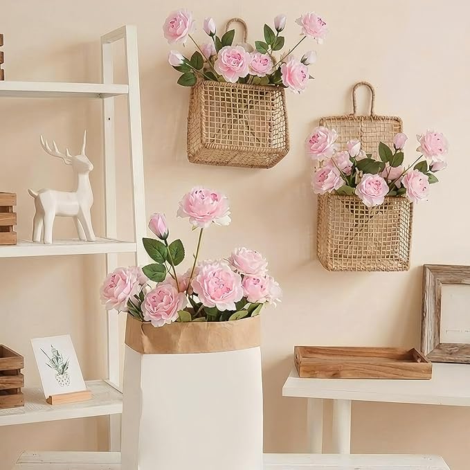 36 Bundles Artificial Flowers Peonies Roses Fake Bouquet for Wedding Bridal Shower Valentine's Day Decorations Fake Floral Arrangements Table Centerpieces Home Decor(Light Pink)
