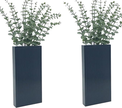 Wood Wall Planter Set of 2, Modern Wall Hanging Decor Pocket Planter for Greenery and Dried Flowers, Indoor Wood Hanging Vase (Blue)