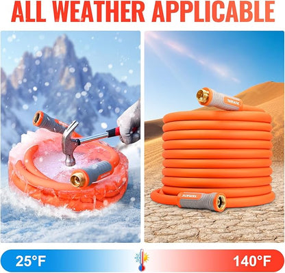 YAMATIC Garden Hose 5/8 in x 50 ft, Ergonomic Swivel Fittings, Burst 600 PSI, Heavy Duty, Flexible and Lightweight Water Hose with 2 Set Quick Connect