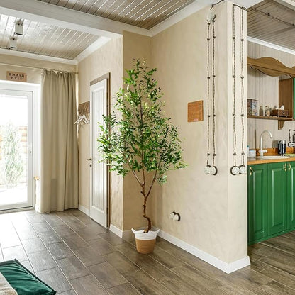 8ft Artificial Olive Tree, 96” Tall Fake Plant with Basket, Indoor Outdoor Faux Large Olive Silk Tree for Home Office Living Room Decor (2400 Leaves)