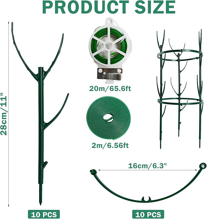 10 Pack Stackable Monstera Plant Support Stakes, Half Round Climbing Plant Pole Sticks Structures for Indoor/Outdoor Plants, Garden Accessories for Potted, Pothos, Philodendron & Vine Plants