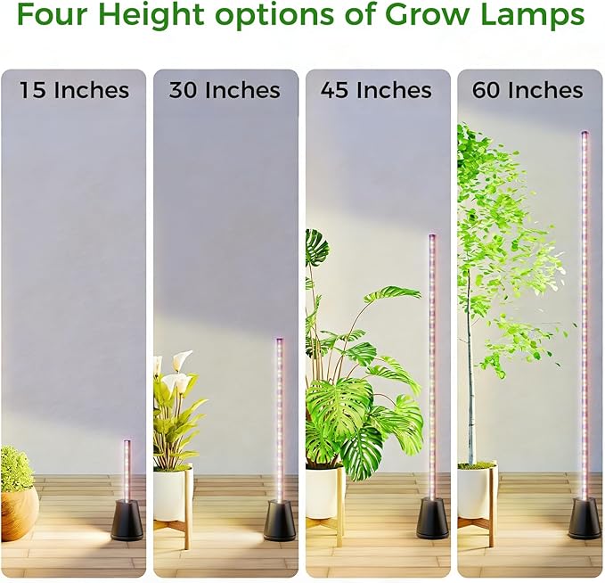 Grow Lights for Indoor Plants with Timer, 60 Inch Vertical Grow Light Full Spectrum 192 LEDs 24W with 3/6/12H Auto On/Off Remote 3 Light Modes 5-Level Dimmable Standing Plant Lamp