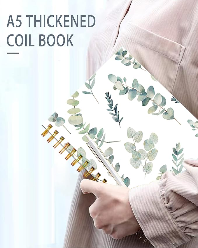 iampanda Spiral Journal Notebook,Strong TwinWire Binding with Premium Paper for Girl Women,Watercolor Design 60 Sheets A5 College Ruled NotebookJournal,Perfect for School Office Home