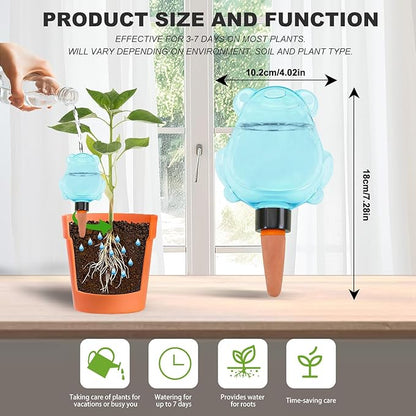 3Pcs Frog Plant Self Watering Globes for Indoor and Outdoor Plastic Water Bulbs Top Fill Plant Watering Globes Slow Release Terracotta Plant Watering Devices System for Plants, Blue