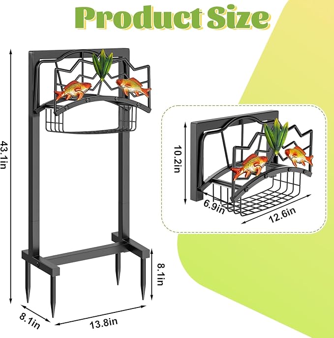 Garden Hose Holder, Heavy Duty Metal Water Hose Holders Stand with 4 Spikes, Freestanding Outdoor Water Pipe Storage Rack Hanger 150ft for Outside Yard Lawn Decor