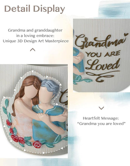 Gardening Gift for Grandma: 5.3in Hand-Painted 3D Art Planter - Great Grandma Birthday Gifts from Granddaughter - Meaningful Gigi Present for Grandmother Christmas Mothers Valentines Day