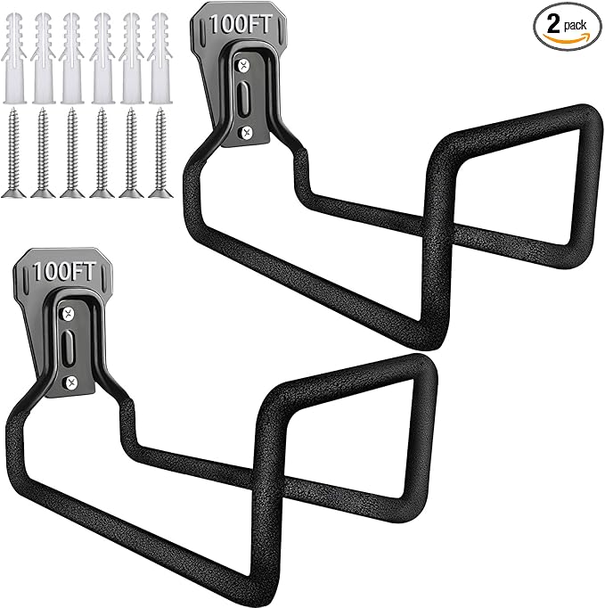 2 pcs Garden Hose Holder Wall Mount - Heavy Duty Hose Hanger for Outside Yard Garden Storage Hook Rack