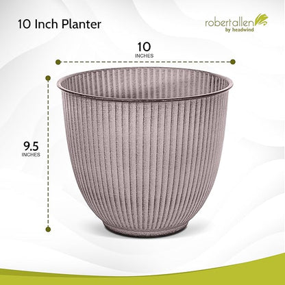 Headwind Robert Allen Natural Ironstone Decorative Planter, Archer Collection, Latte, 10-inch