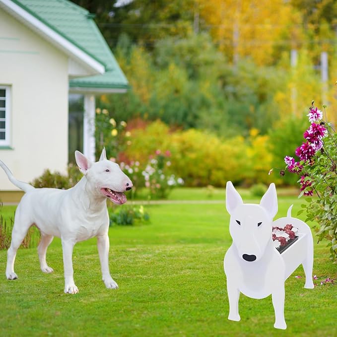 Bull Terrier Dog Planter Plant Pots,Cute Dog Flower Planter,Gifts for Pet Lovers,Unique Animal Plant Pots,Office,Indoor Outdoor Garden Decor(9.45 * 5.57 * 13.39in)