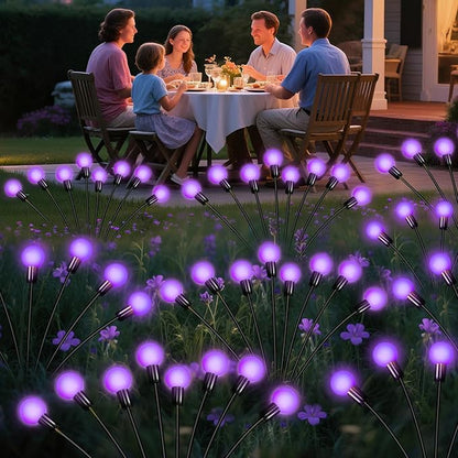Solar Garden Lights 16 LEDs, Purple, 2 Pack 8 Heads, Outdoor Waterproof, Swaying Firefly Lights for Yard, Patio, Pathway, Lawn Decorations