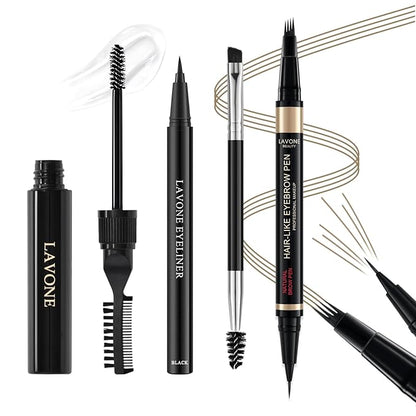 Microblading Eyebrow Pen Kit - Waterproof Brow Makeup Set with Eyebrow Pencil, Eyebrow Gel Clear, Eyeliner, Dual-ended Eyebrow Brush, Natural Looking Brows with Long-Lasting All-Day Hold - Dark Blonde