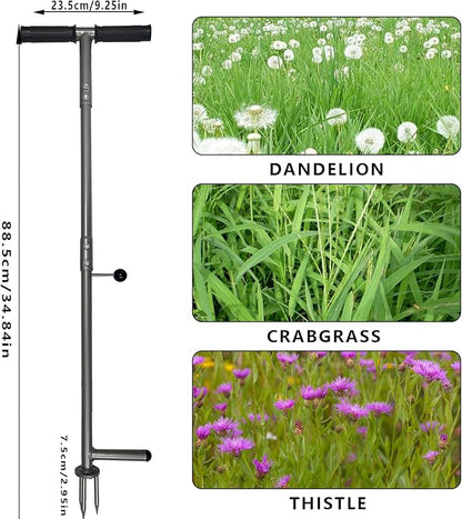 39"/42" Stand Up Weeder Hand Tool - Weed Puller Tool - Long Handle 3 Claws Manual Weeding Tool for Elderly & Gardeners - Stainless Steel Root Extractor Without Bending