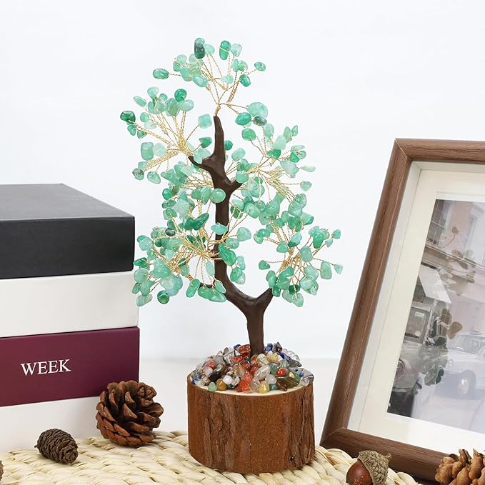 DUQGUHO Green Aventurine Crystal Tree of Life for Positive Energy Healing - Office Decor, Meditation, Good Luck Gifts for Women & Mom