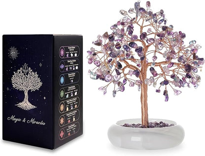 Fluorite Crystal Tree Healing Gem for Office Decor Home Decor Meditation Money Tree Desk Chakra Energy Bonsai Gift for Women