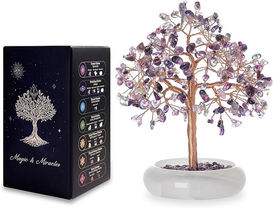 Fluorite Crystal Tree Healing Gem for Office Decor Home Decor Meditation Money Tree Desk Chakra Energy Bonsai Gift for Women