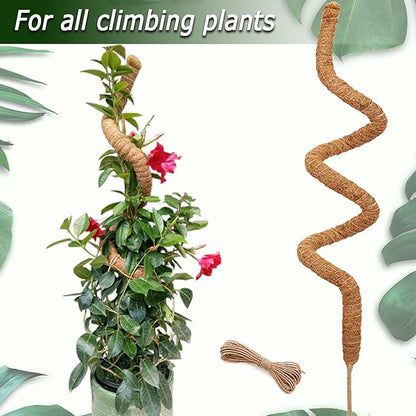Soupiar Moss Pole for Plants Monstera, 59 Inch Tall Bendable Moss Poles for Climbing Plants Indoor, Large Handmade Plant Pole Sticks, Coco Coir Plant Support Stakes for Potted Plants, Pothos