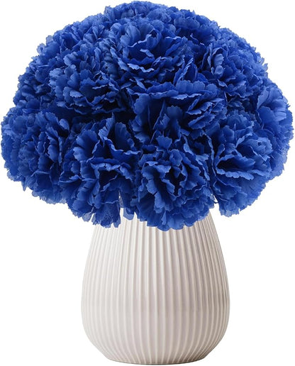Silk Carnation Flower, 50 Artificial Flowers, Used for Wedding Decoration DIY Handmade Flowers, Carnation Flower Diameter 3.5 Inches and 6 Inches Stem (Blue)