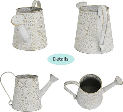 Vintage Metal Watering Can with Handle Rustic Farmhouse Watering Can Flower Pot Distressed Decorative Planter Retro Gardening Flower Bucket for Home Indoor Outdoor Garden Balcony Courtyard