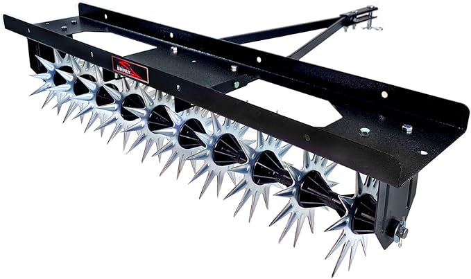Brinly SA2-40BH-P Tow Behind Spike Aerator with Double Tow Bar, 40" - Textured Black