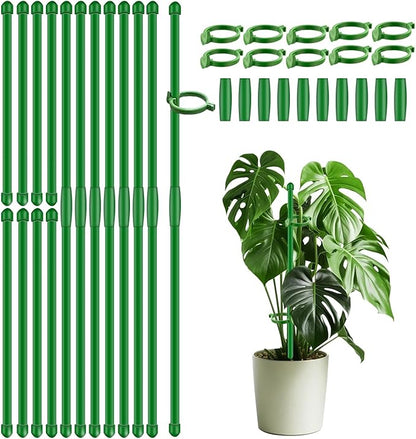 20Pcs Plant Support Stakes 17 inch SupKing Garden Orchid Sticks Extended to 3ft 4ft 5ft Plant Poles with Clips for Indoor Outdoor Potted Tomato Rose Amaryllis Vegetables Comes with 20 Ties