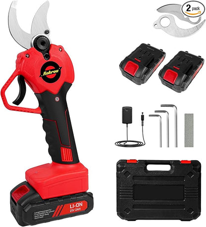 21V 2Ah Electric Pruning Shears, High Power Pruners for Gardening with 2 Pack Rechargeable Battery and Replacement Blade, 30mm(1.2“) Cordless Electric Scissors for Tree Trimming