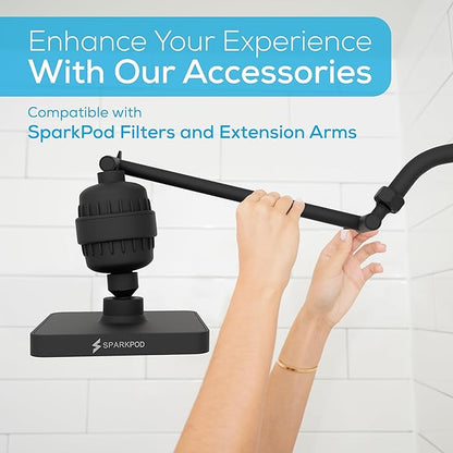SparkPod Shower Head - High Pressure Rain - Premium Quality Luxury Design - 1-Min Install - Easy Clean Adjustable Replacement for Your Bathroom Shower Heads (Midnight Black Matte, 6 Inch Square)