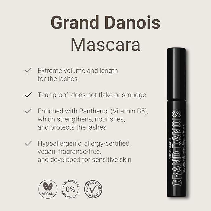 Hypoallergenic Mascara Sensitive Eyes - Smudge-Proof, Sweatproof, Lengthening Mascara for Maximum Volume and Length - Vegan, Non Toxic Mascara