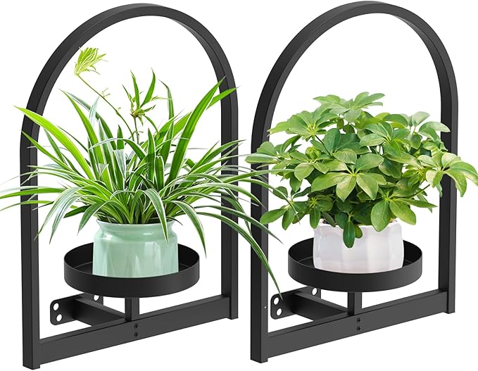 PEKGRIL 2 Pack Wall Plant Holders, Metal Window Planters Shelves, Indoor Plants Stands, Wall Decor Planter Hanging Shelf, Gifts for Plant Lovers