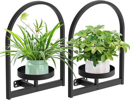 PEKGRIL 2 Pack Wall Plant Holders, Metal Window Planters Shelves, Indoor Plants Stands, Wall Decor Planter Hanging Shelf, Gifts for Plant Lovers