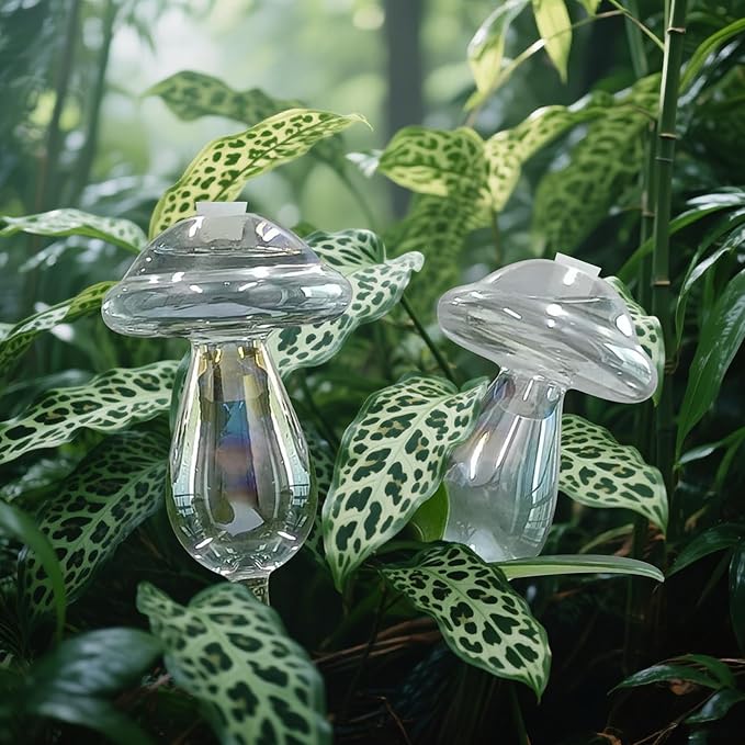 2 Pcs Glass Self Watering Globes, Iridescent Automatic Plant Waterer Bulbs Devices for Indoor & Outdoor Plants, Slow Release Watering Devices System for Various Plants (Top-Fill 2pcs)