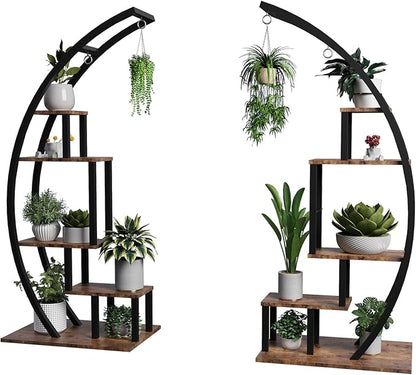 Plant Stand Indoor,5 Tiered 56" Tall Metal Plants Shelf,Large Plant Rack Display Shelves, Curved Plant Holder for Living Room, Patio