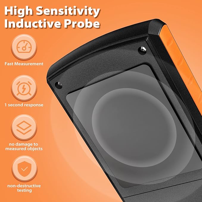Pinless Wood Moisture Meter, Non-Destructive Moisture Detector for Wood Firewood, 4%-80% Measuring Range Digital Sensor Scanner (MD918)