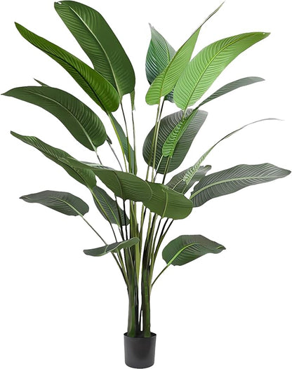 Artificial Bird of Paradise Tree 8FT with 21 Leaves Realistic Thick Banana Leaf Tall Large Faux Tropical Plant 94 Inch Black Pot for Indoor Home Office Poolside Porch Mall Hotel School Decor