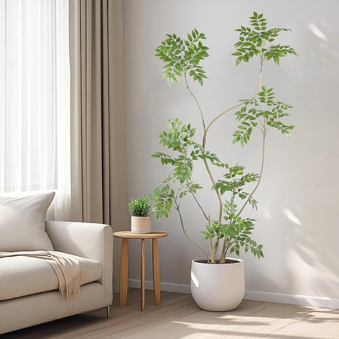 Artificial Sumac Tree,5.3ft（1pack） Tall Fake Plants Artificial Mahonia fortunei Plants for Indoor, Fake Trees for Office Home Living Room Floor Patio Greening Porch Decor