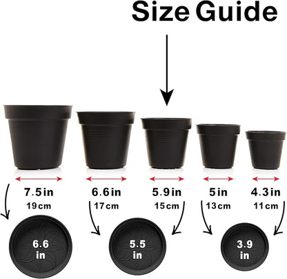 Mintra Home Garden Pots 4pk - Flowers, Herbs, Plants, Indoor, Outdoor, Colorful, Wholesale, Bulk (Purple, 15cm Diameter (5.9in))