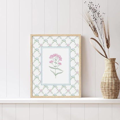 CHMMART 3 Piece Pastel Wildflower Framed Wall Art Nursery Floral Canvas Art Prints Pink Blue Botanical Pictures Wall Decor Boho Flower Painting Artwork for Bedroom Bathroom 12x16in