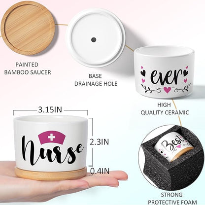 Best Nurse Gifts for Women Christmas, Funny Gifts for Nurse, Nurse Practitioner Gifts Best Nurse Ever Succulent Pots for Plants Indoor Ceramic Planter, Gift Boxed Nurses Day Gifts Nurse Birthday Gifts