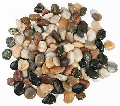 Stonecreek 24 LBS River Rocks (2 x 12 LBS Bags) – Natural Polished Decorative Pebbles, Garden Landscaping Stones for Planters, Vase Fillers, Succulent Pots, Fish Tanks & Terrariums, Mixed Color Medium