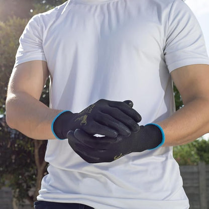 G & F Work Gloves for Men, Lightweight Grip, Polyurethane Coated, Touchscreen Compatible, Flexible & Breathable, Durable Construction, Ideal for Gardening, Mechanics, and General Duty Tasks, 12 Pairs