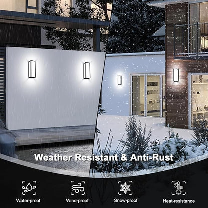 30Watt Modern Outdoor Wall Lights, 2000 Lumen IP65 Waterproof Exterior Porch Light, 6000K Daylight Anti-Rust Wall Mount Outdoor Flood Lighting for House, Front Porch, Patio, Garage